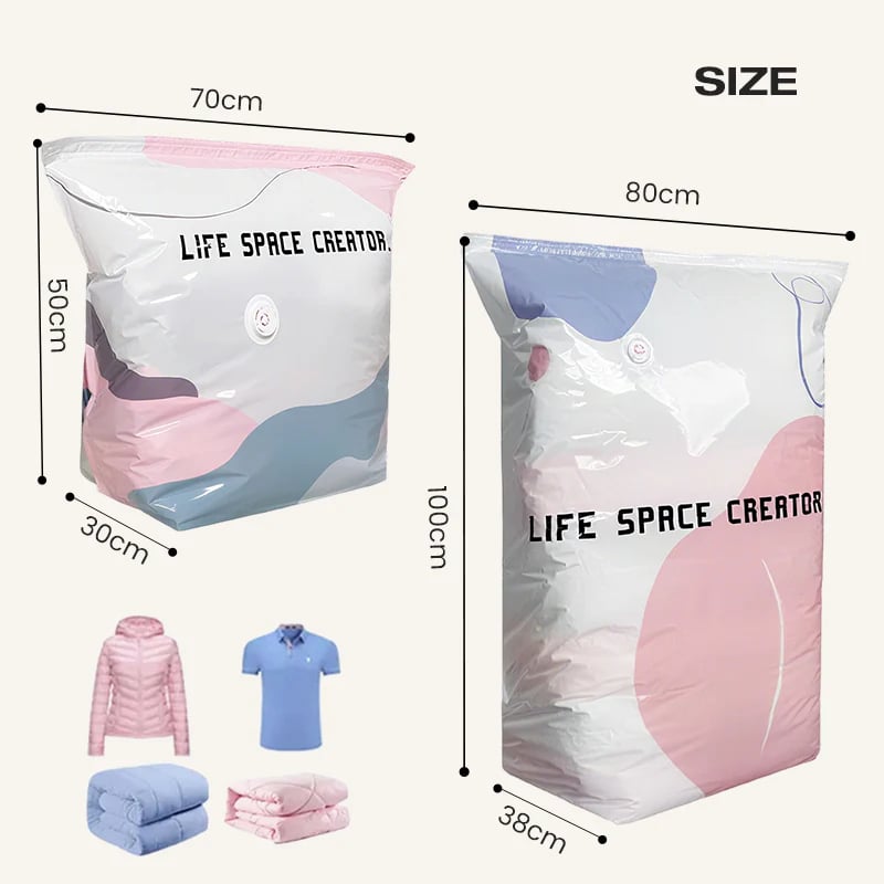 SpaceMax™ ,Pack de 2 sacs de rangement sous vide sans pompe (un grand modéle et un modéle moyen )