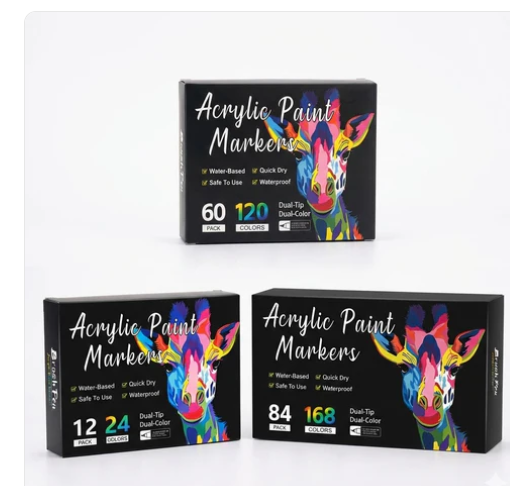 Acryl'Art™ – Ensemble de stylo marqueur d'art de peinture acrylique à double tête non toxique permanent pour la peinture de bricolage