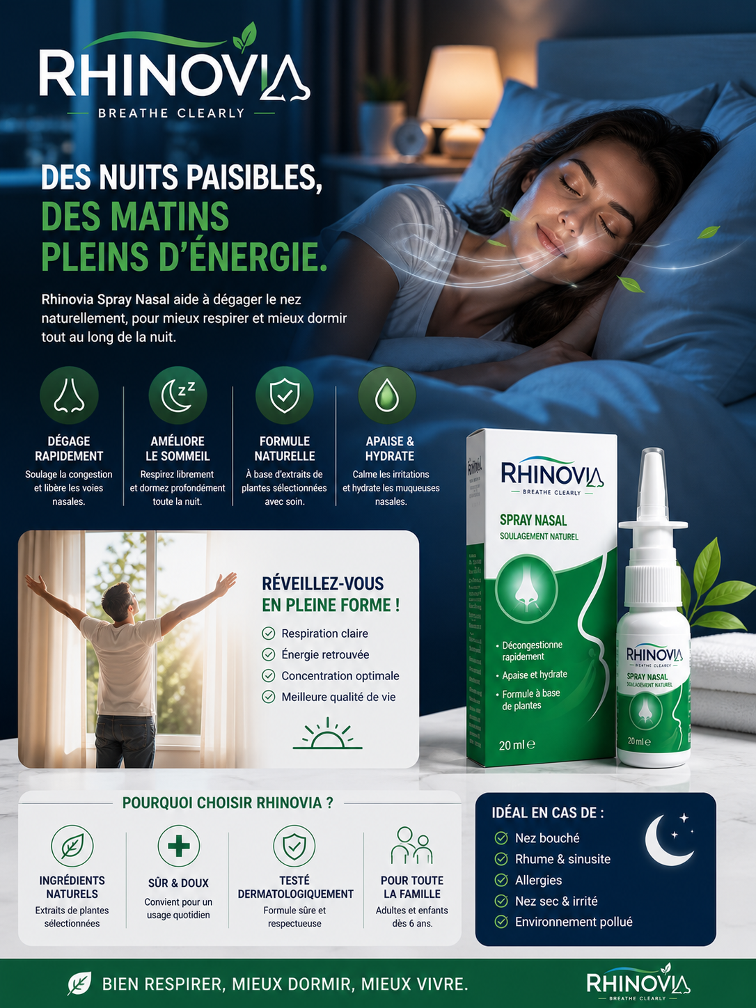 RHINOVIA™  Pack de 5 Spray Nasal / Respirez Librement. Vivez Pleinement.