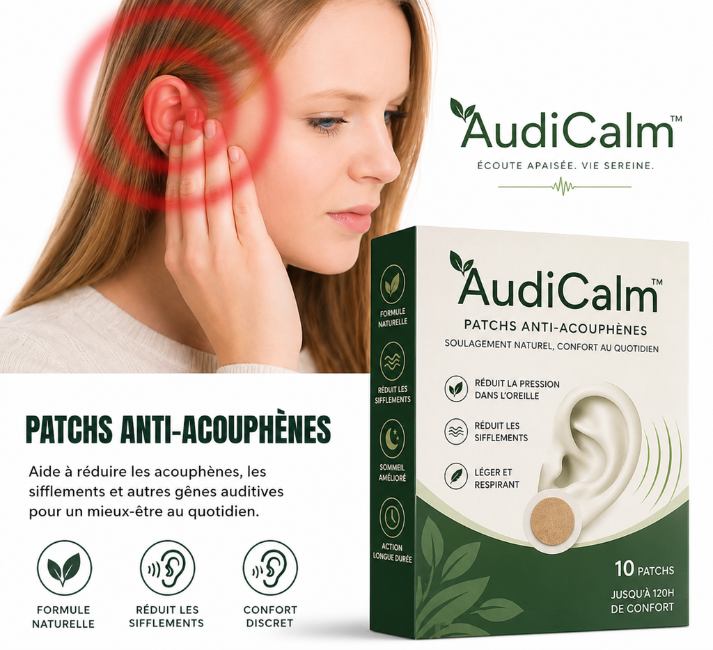 AudiCalm™ |20 Piéces de Patchs de soulagement des acouphènes  | Matériel à base de plantes écologique | Extraits naturels | Facile à utiliser | Tous types de peau