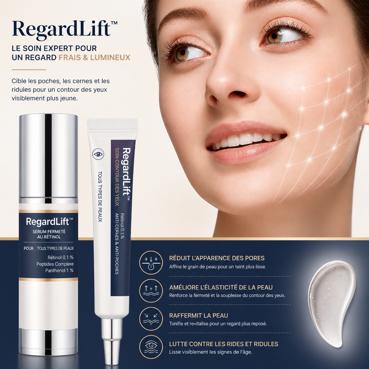👁️ RegardLift™ ✨ Le soin ciblé qui efface les poches sous les yeux et illumine votre regard