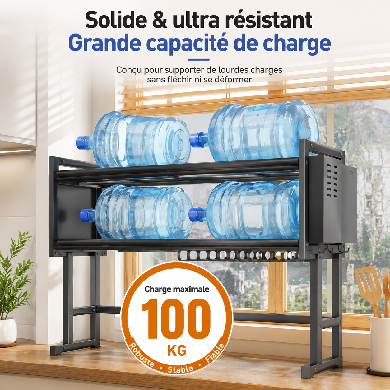 Égouttoir à vaisselle moderne à trois niveaux non pliable en acier au carbone, design écologique, multifonctionnel