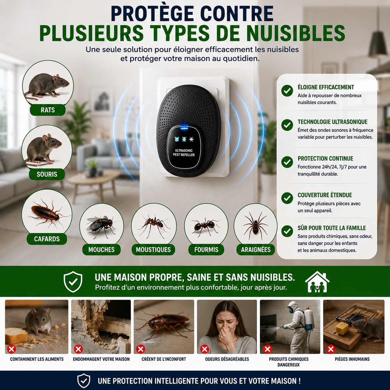 Répulsif Ultrasonique Anti-Nuisibles