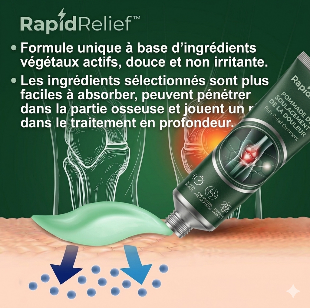 RapidRelief™ – Pack de 5 Crèmes naturelle à base de plantes pour les soins  analgésiques pour l'arthrite,soulager efficacement les douleurs au genou et des articulations