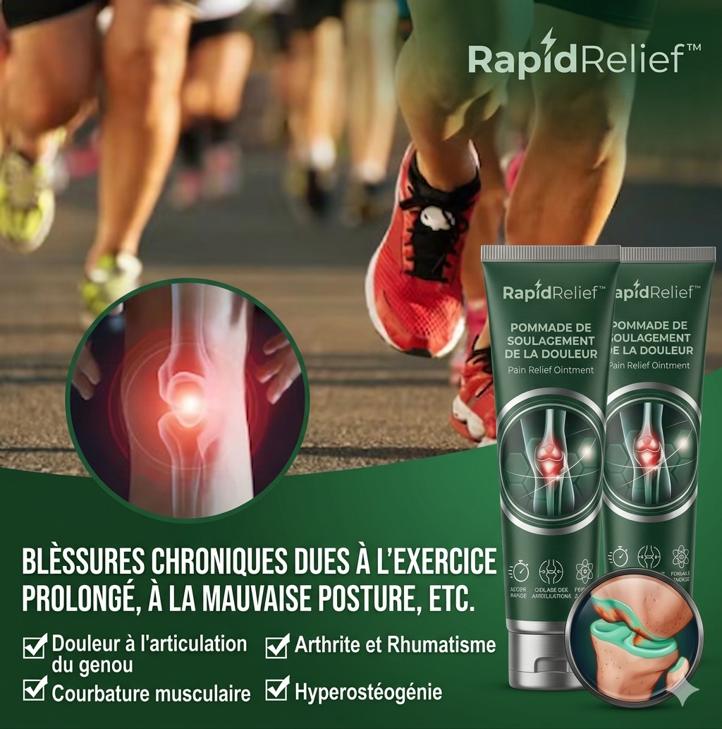 RapidRelief™ – Pack de 5 Crèmes naturelle à base de plantes pour les soins  analgésiques pour l'arthrite,soulager efficacement les douleurs au genou et des articulations