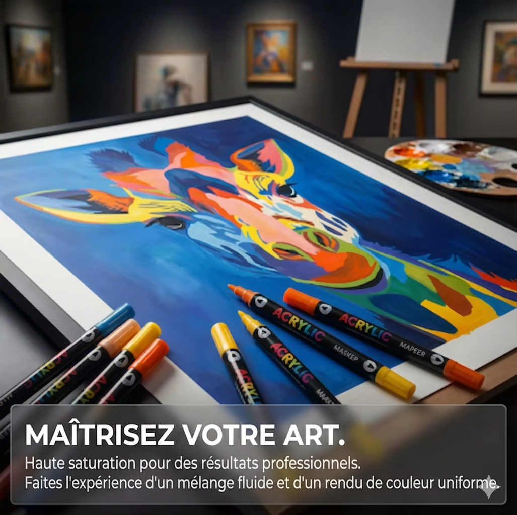 Acryl'Art™ – Ensemble de stylo marqueur d'art de peinture acrylique à double tête non toxique permanent pour la peinture de bricolage