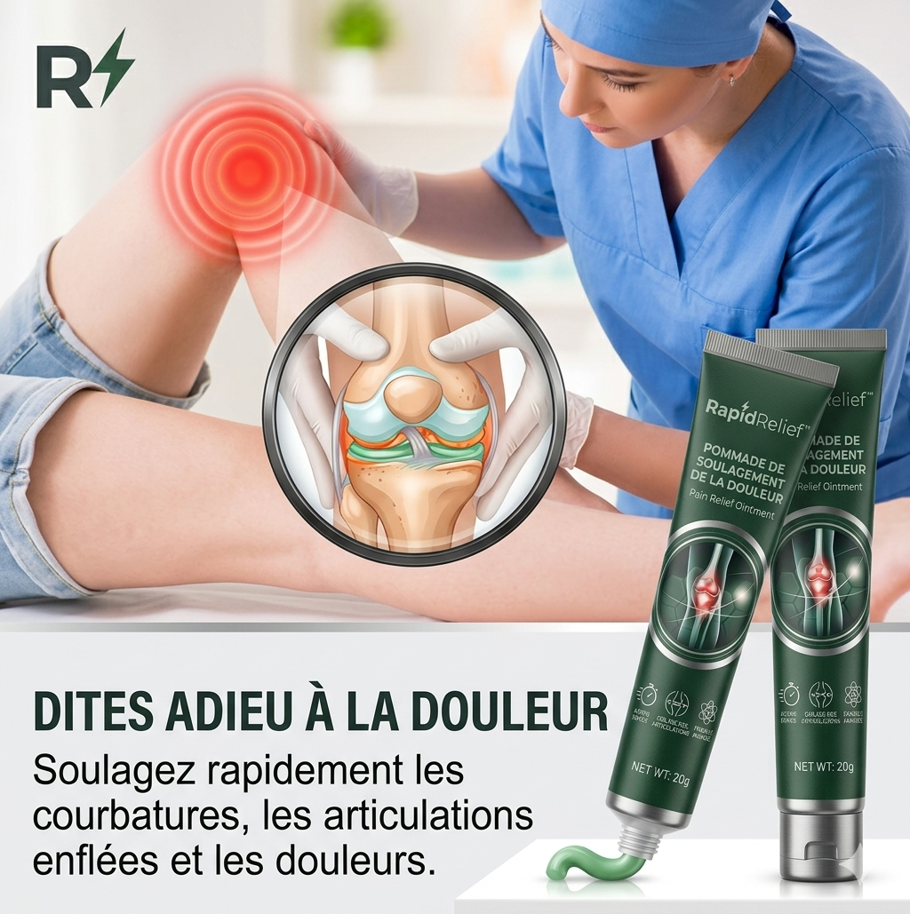 RapidRelief™ – Pack de 5 Crèmes naturelle à base de plantes pour les soins  analgésiques pour l'arthrite,soulager efficacement les douleurs au genou et des articulations
