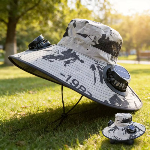 Chapeau Solaire à Double Ventilateur