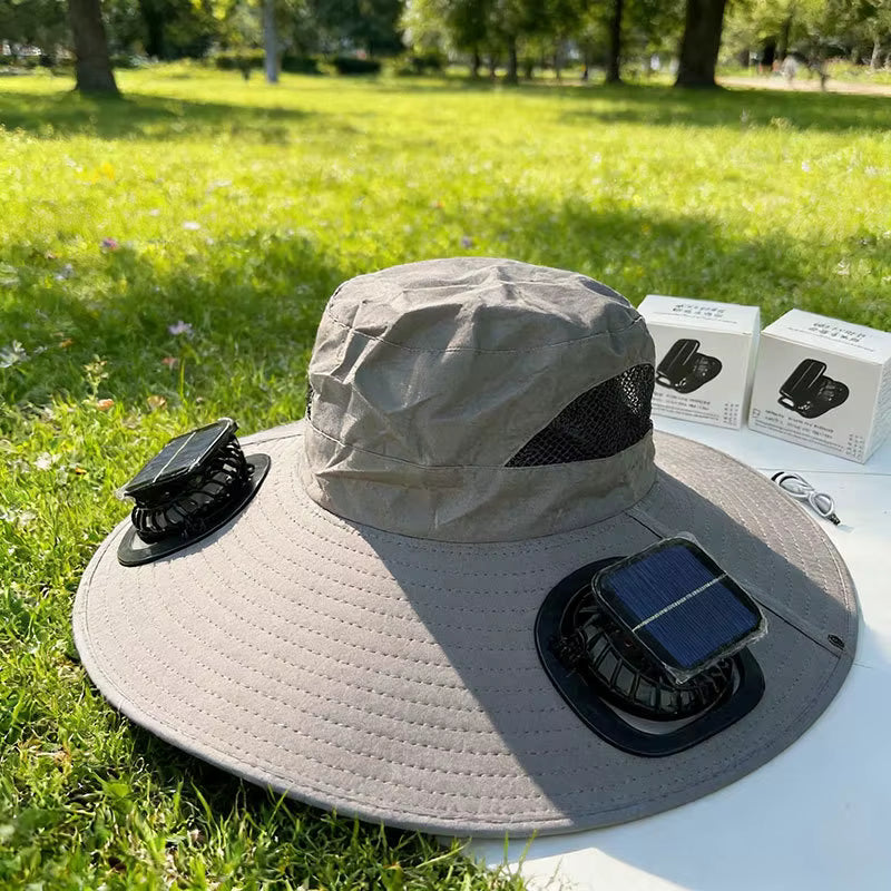 Chapeau Solaire à Double Ventilateur