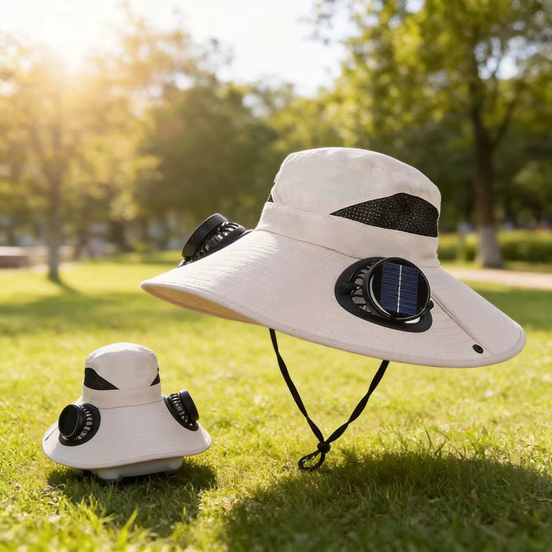 Chapeau Solaire à Double Ventilateur